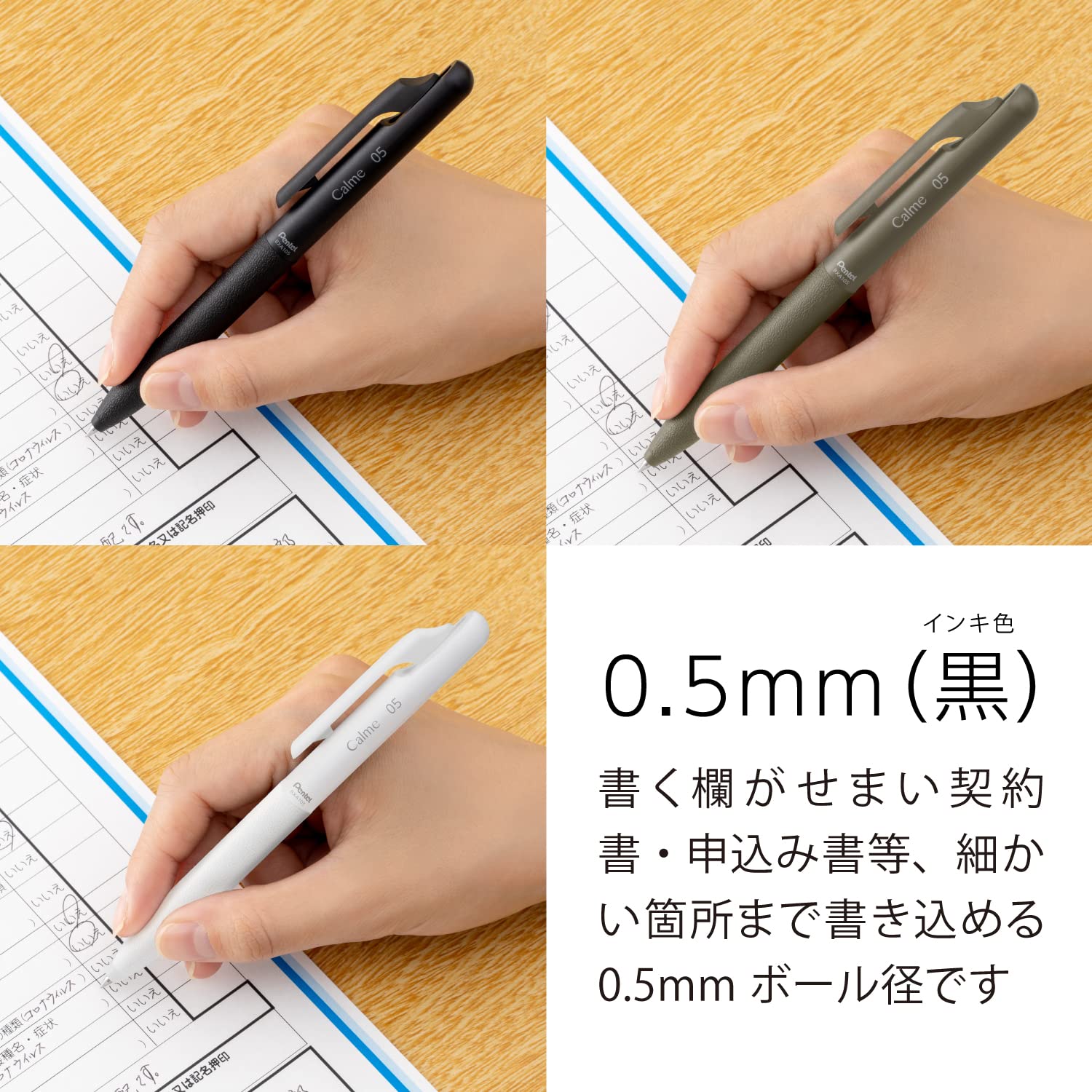 Pentel Calme Ballpoint Pen Set 0.5mm &amp; 0.7mm in Assorted Colors