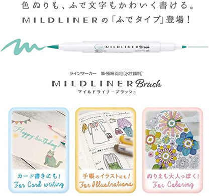 ZEBRA Mildliner Brush Highlighter Set of 5 in Soft Colors