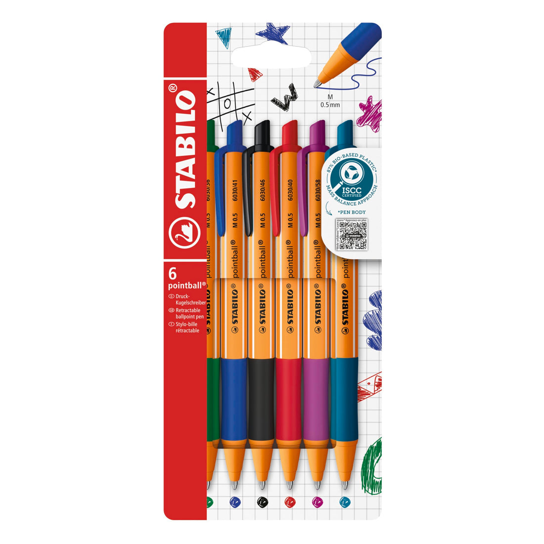 STABILO PointBall 0.5mm Ballpoint Pen Set - 4 &amp; 6 Color Options
