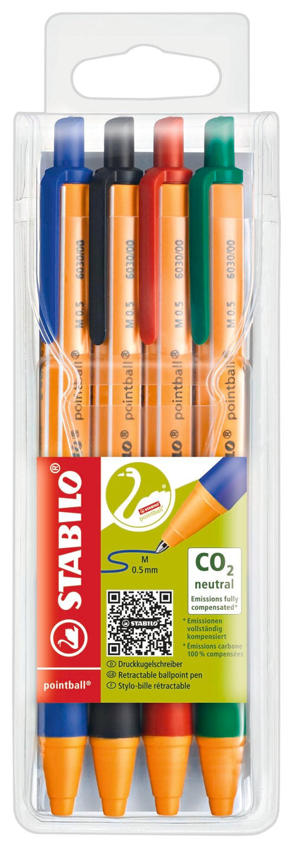 STABILO PointBall 0.5mm Ballpoint Pen Set - 4 &amp; 6 Color Options