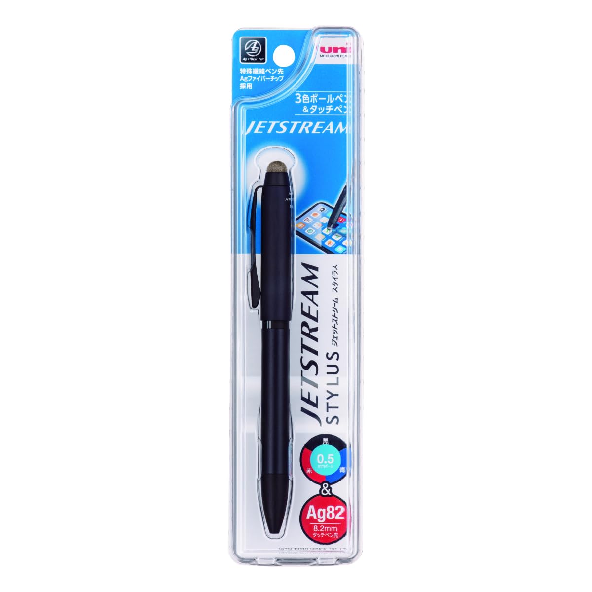 Mitsubishi Pencil 3-Color Ballpoint Pen and Stylus with Rotating Mechanism