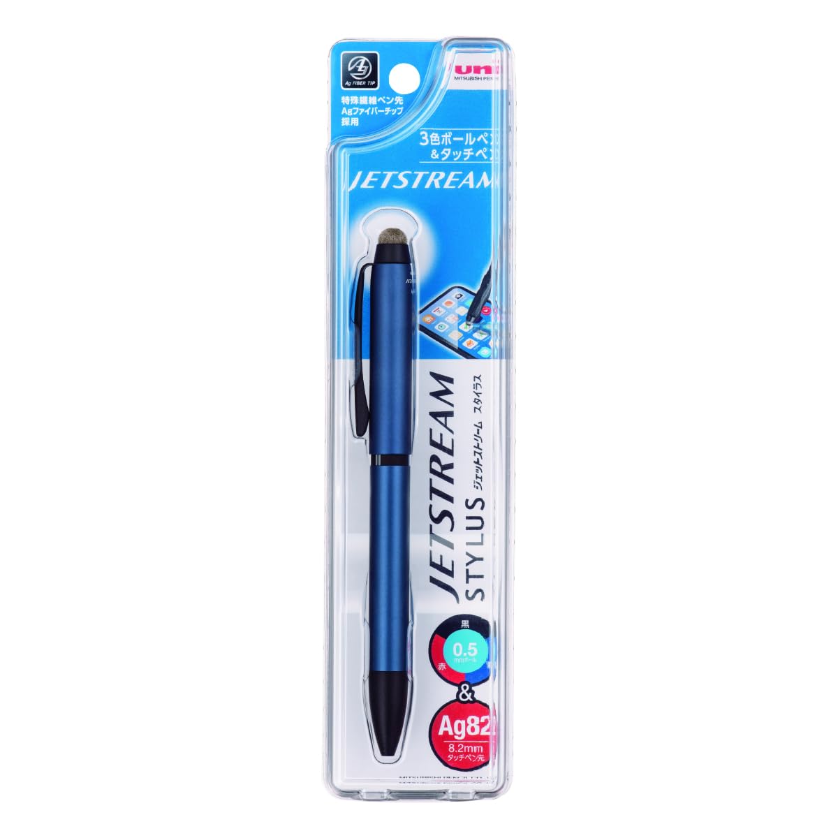 Mitsubishi Pencil 3-Color Ballpoint Pen and Stylus with Rotating Mechanism