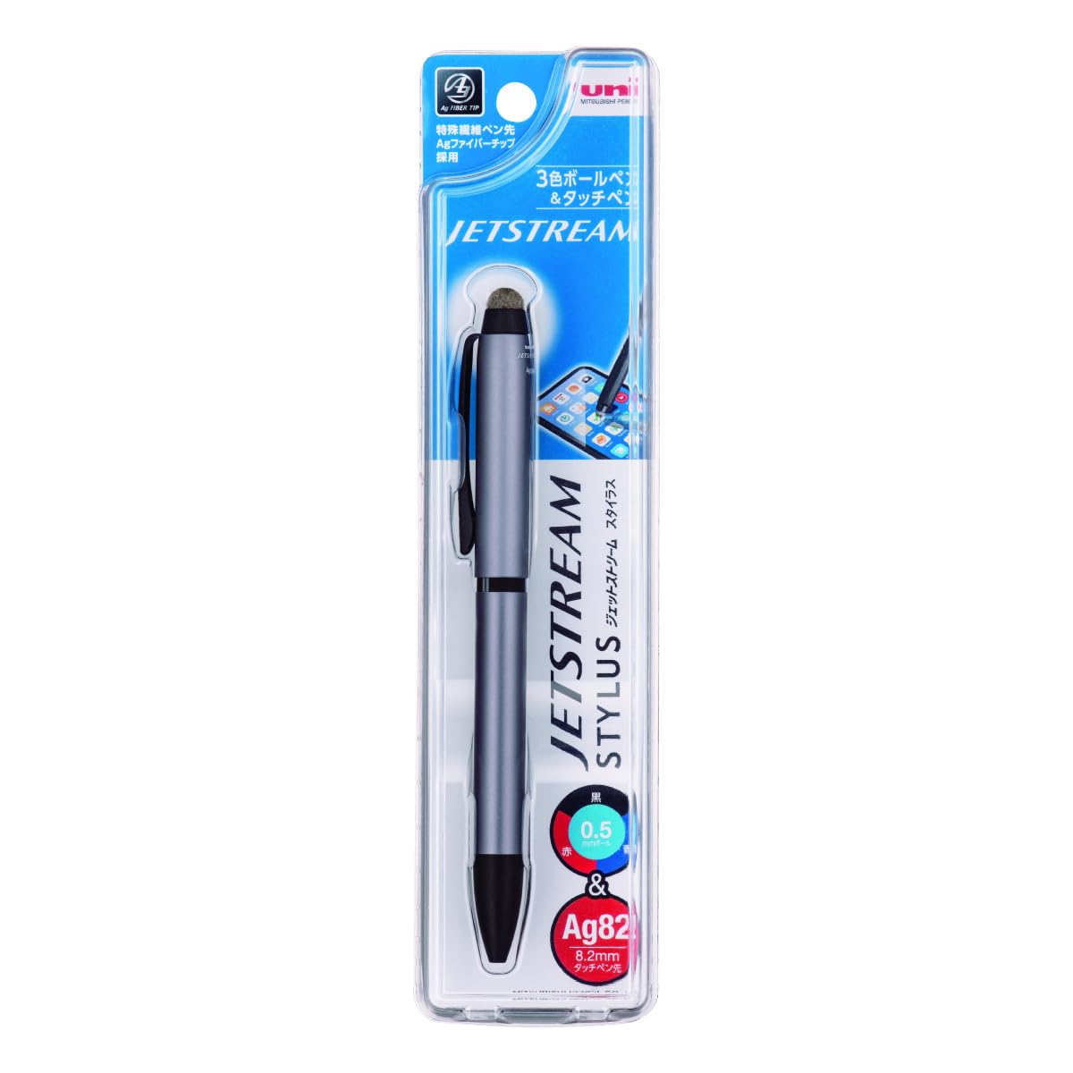 Mitsubishi Pencil 3-Color Ballpoint Pen and Stylus with Rotating Mechanism