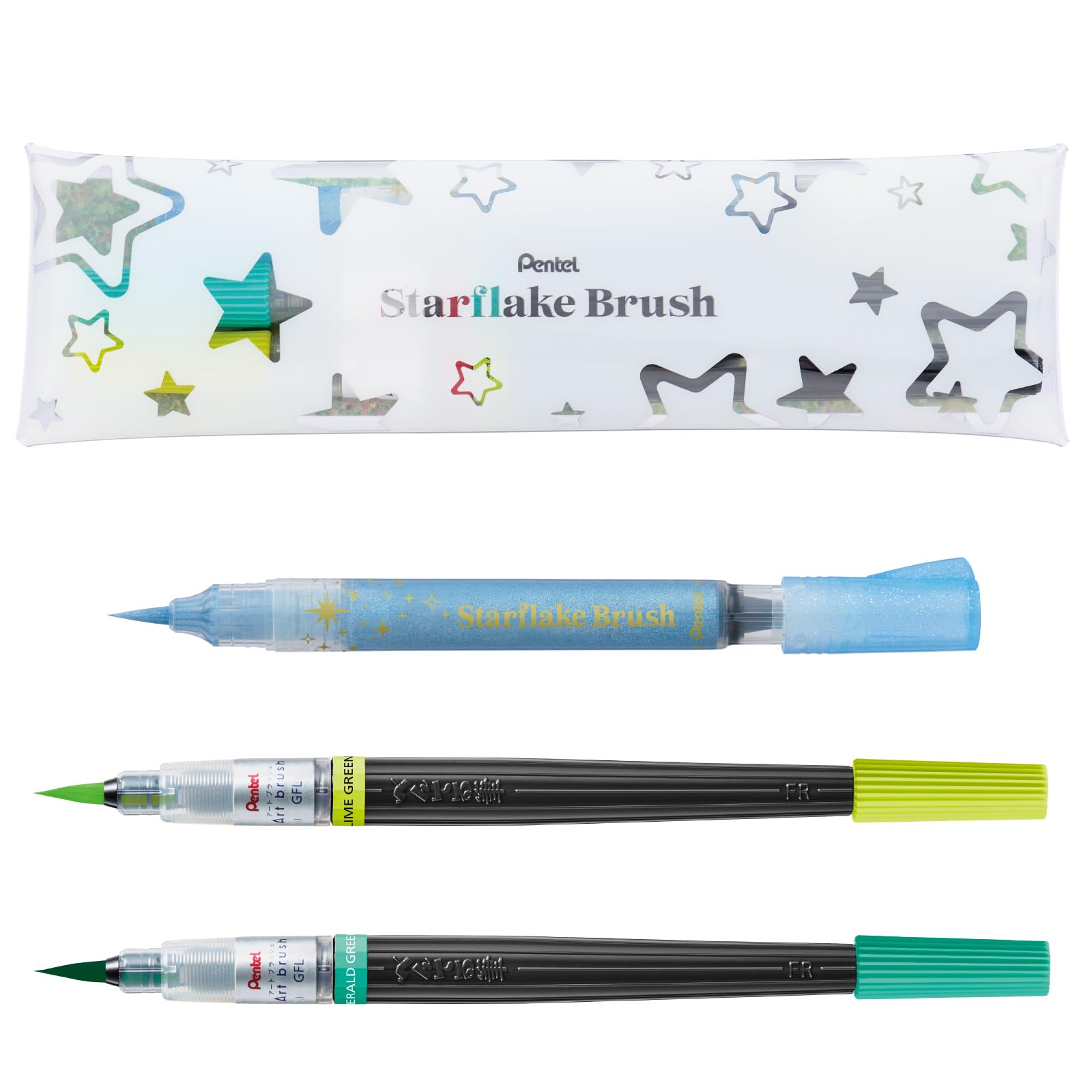 Pentel Star Flake Brush Pen &amp; Art Brush Set for Creative Projects