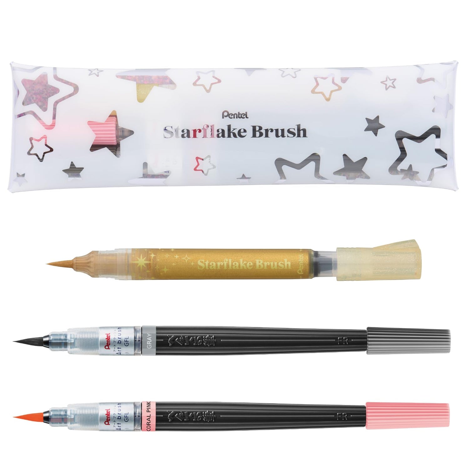 Pentel Star Flake Brush Pen &amp; Art Brush Set for Creative Projects