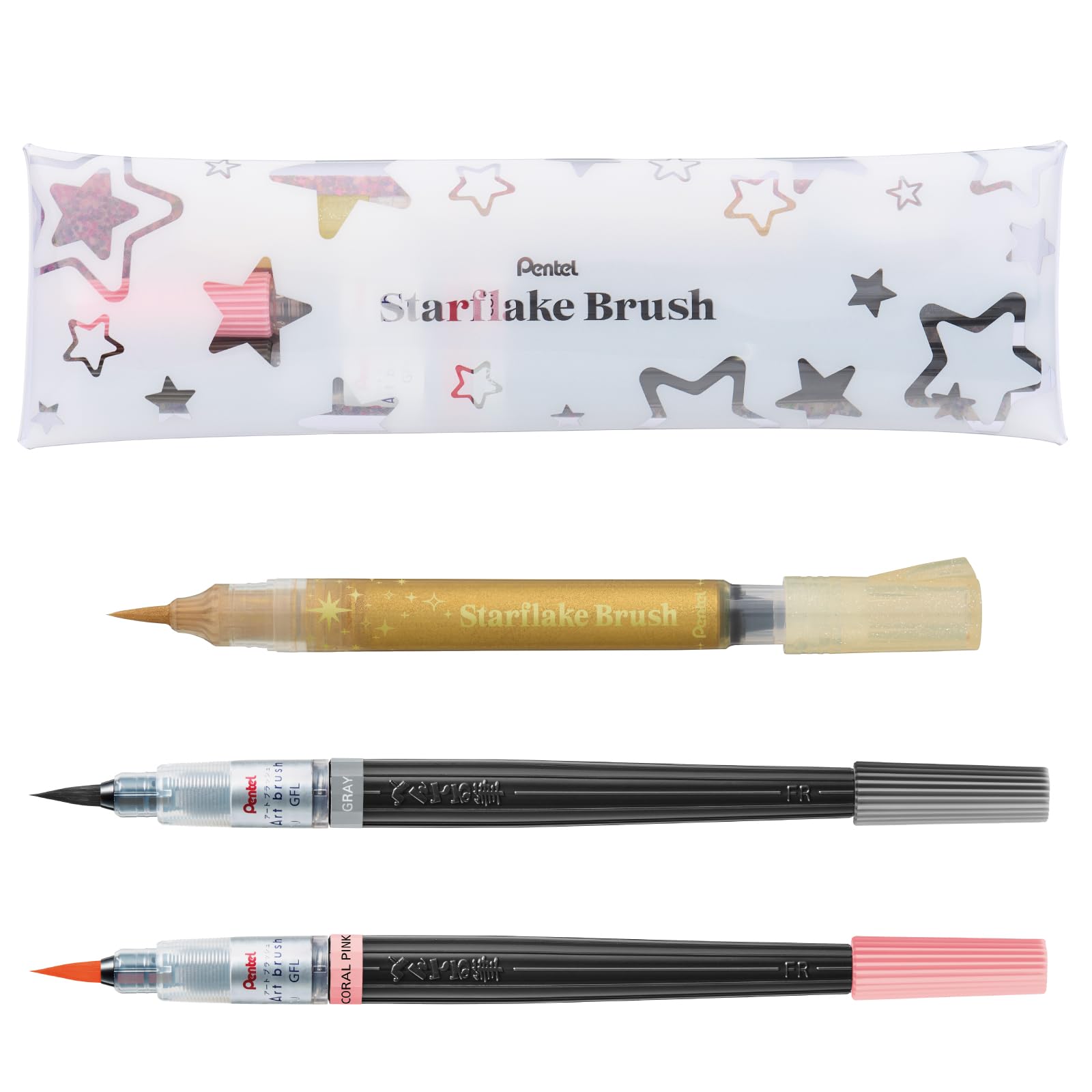 Pentel Star Flake Brush Pen &amp; Art Brush Set for Creative Projects