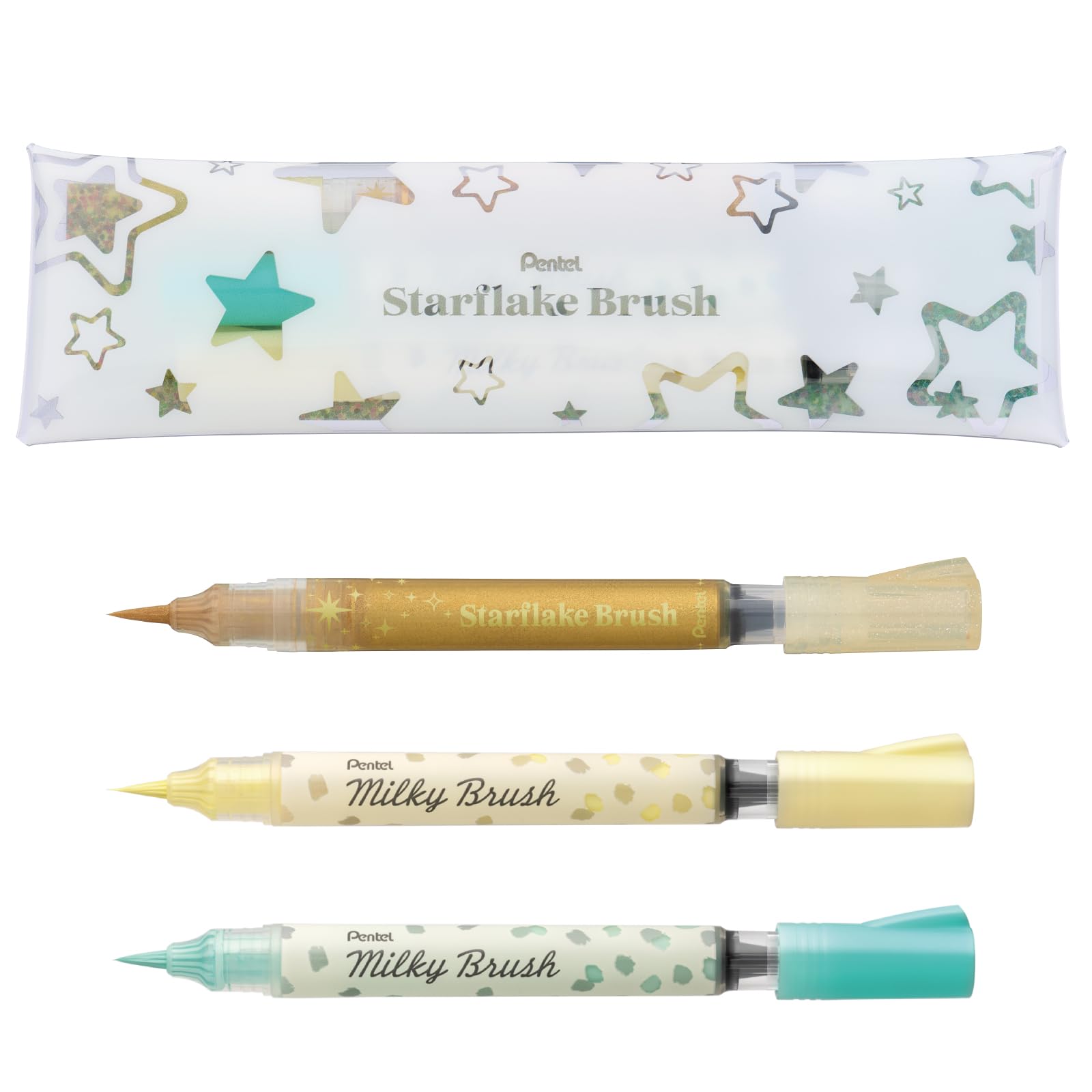 Pentel Star Flake Brush Pen &amp; Art Brush Set for Creative Projects