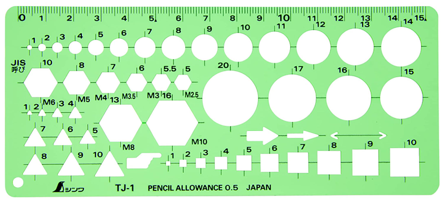 Shinwa Sokutei Ruler Set for Precision Measurements &amp; Templates