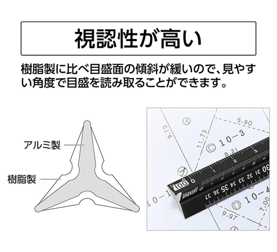 Shinwa Sokutei Aluminum Triangular Scale 15cm for Surveying &amp; Architects