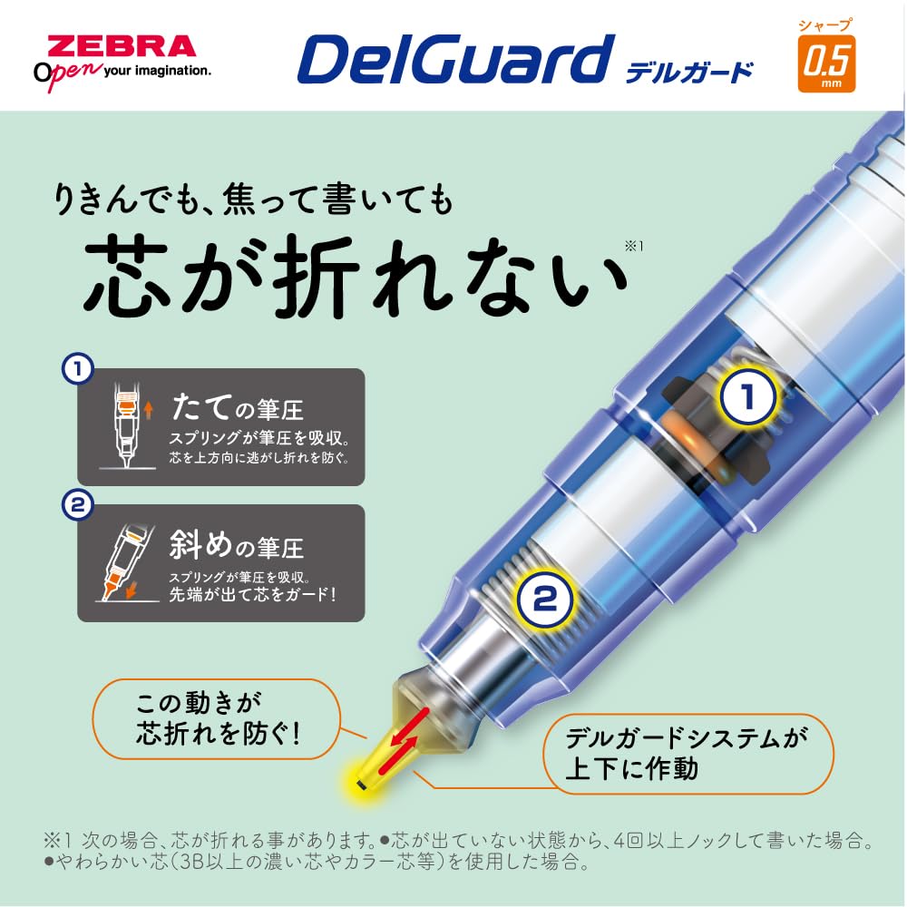 ZEBRA DelGuard Mechanical Pencil 0.5mm Soft Pastel Colors