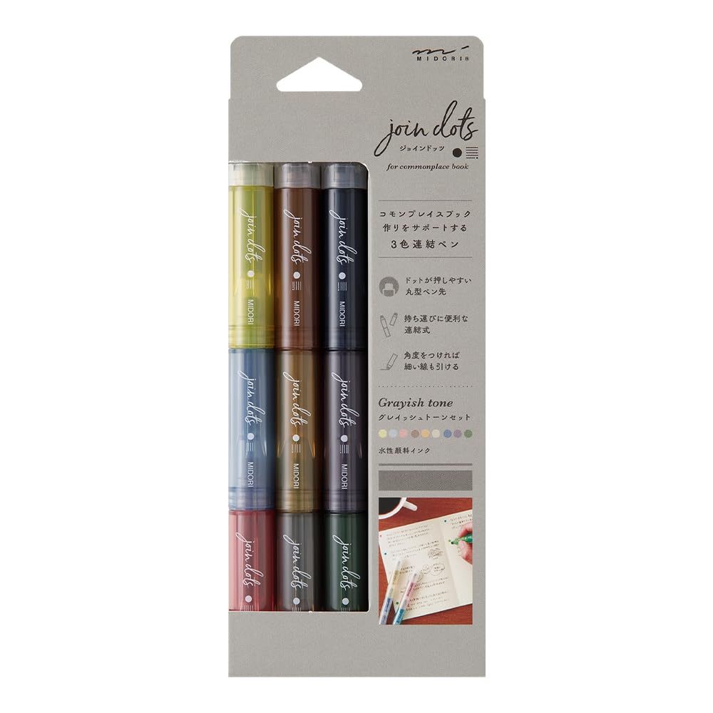 MIDORI Water-Based Pen Set with 3 Shades for Creative Projects