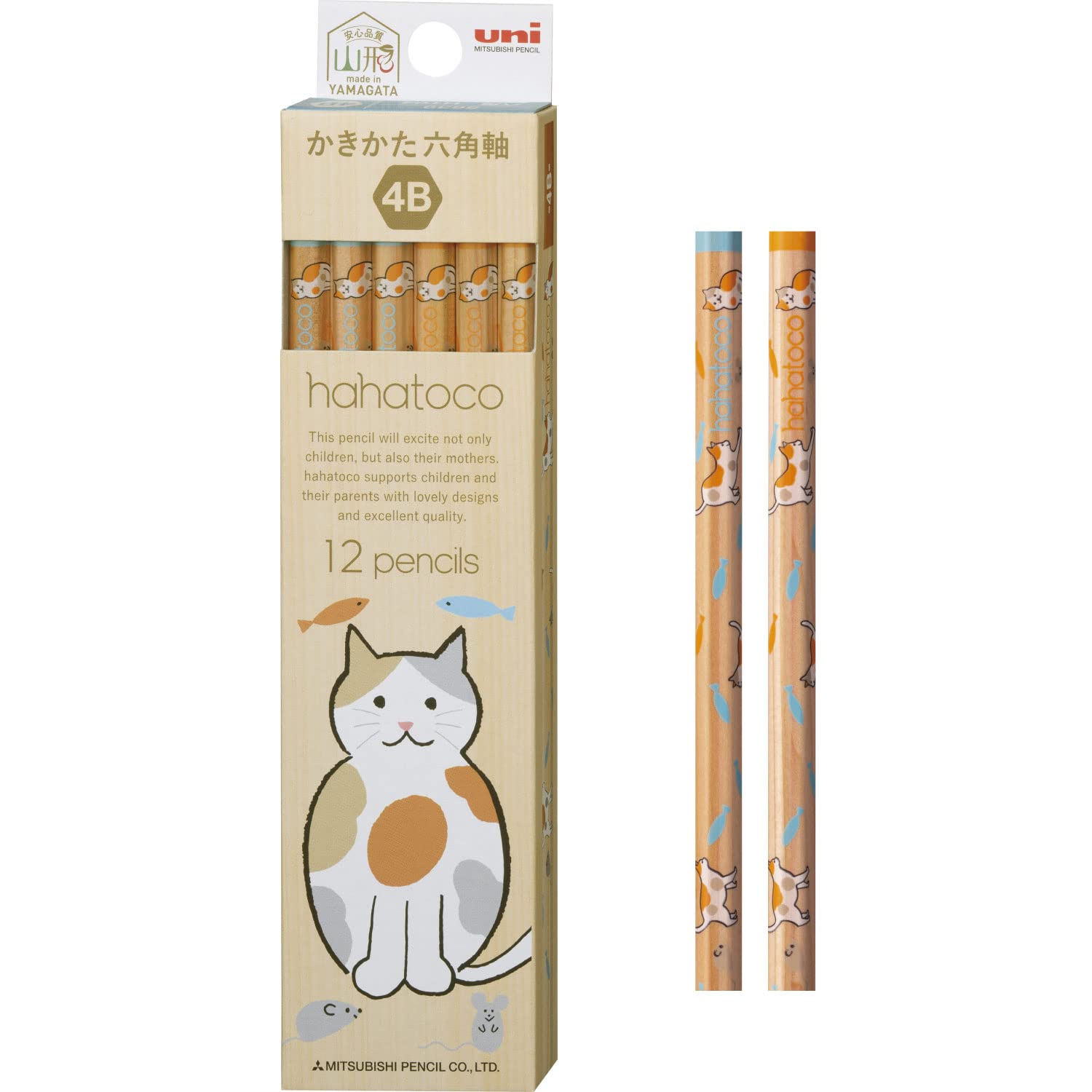 Mitsubishi Pencil Hahato Cat Pencils 12-Pack - 2B &amp; 4B Options