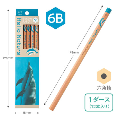 Tombow 6B Dolphin &amp; Red Panda Pattern Pencils 12 Count