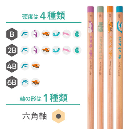 Tombow 6B Dolphin &amp; Red Panda Pattern Pencils 12 Count