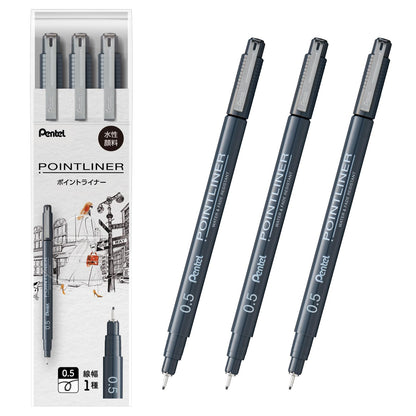 Pentel Water-Based Point Liner Set with Fine Tip Sizes