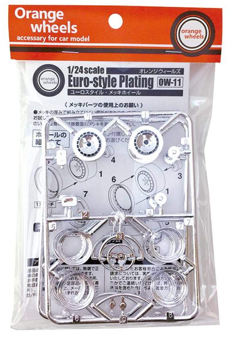 Asuka Model 1/24 Euro Style Orange Wheels &amp; Chrome Parts